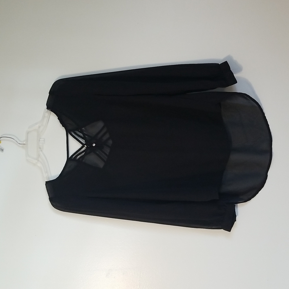 Sheer long sleeved small black blouse